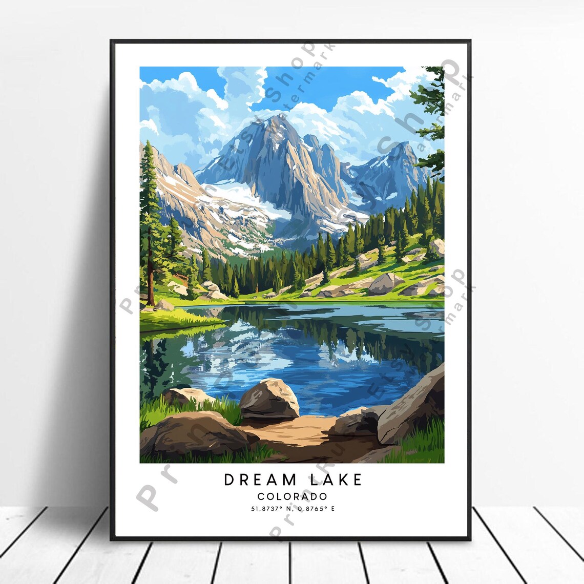 Dream Lake Colorado Mountain Reflection Alpine Lake Travel Poster