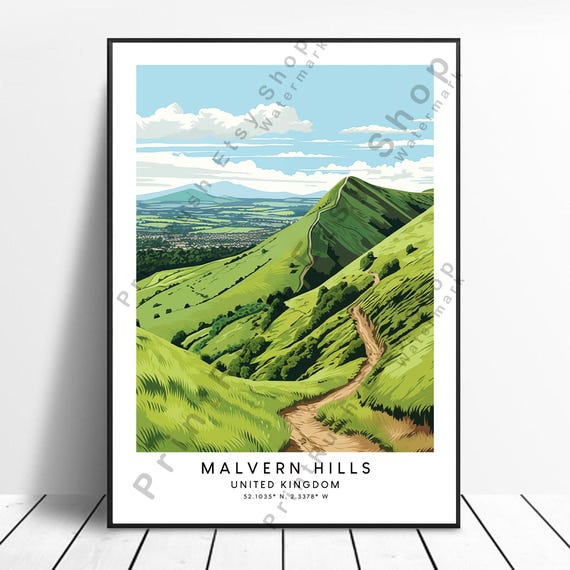Malvern Hills Print Wall Dcor Poster Minimalist Art Artwork Home Gift