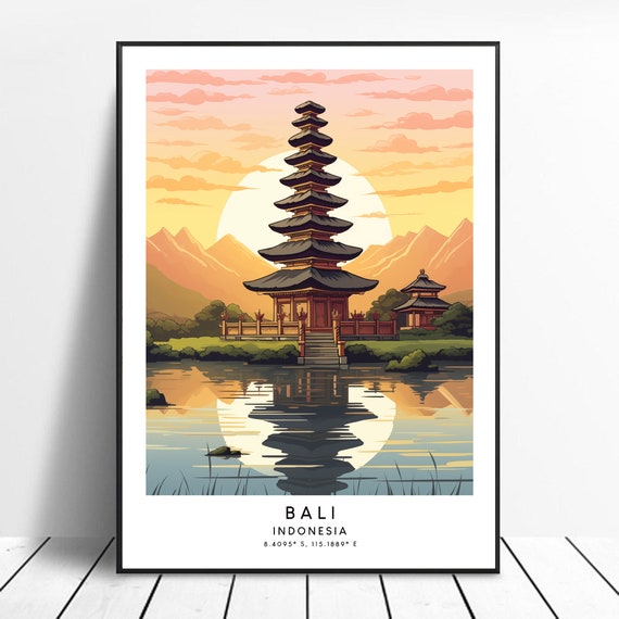 Bali Travel Print Poster Wall Art Minimalist Indonesia Home Dcor Hanging Gift