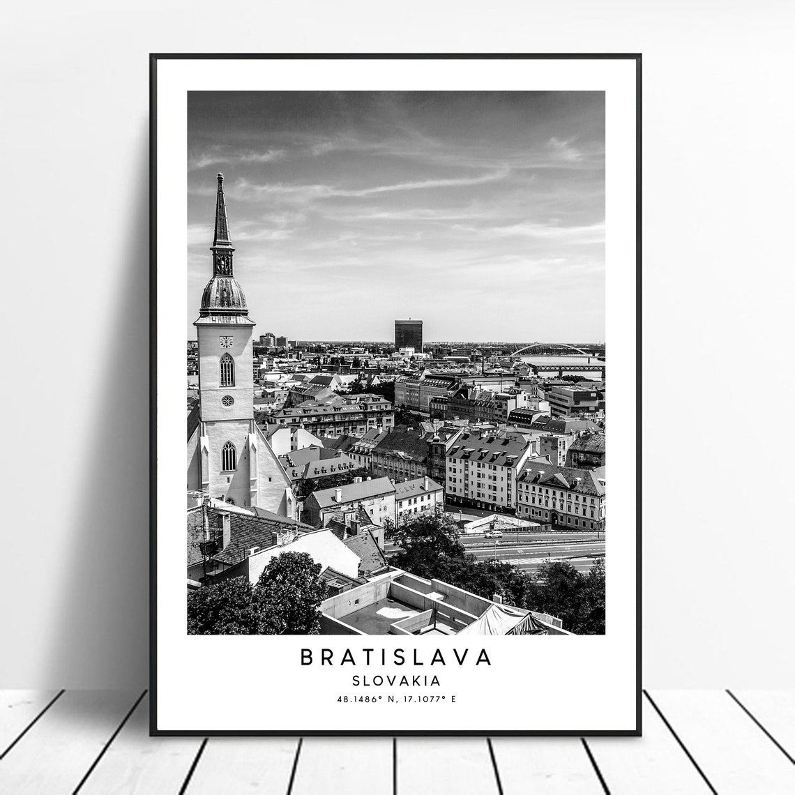Bratislava Slovakia Minimalist Travel Poster Black And White