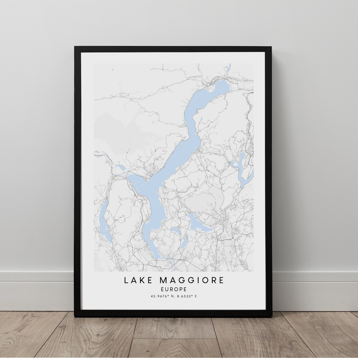 Lake Maggiore Map Print, Minimalist Travel Poster