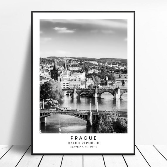Prague Travel Poster, Minimalist Czech Republic City Print