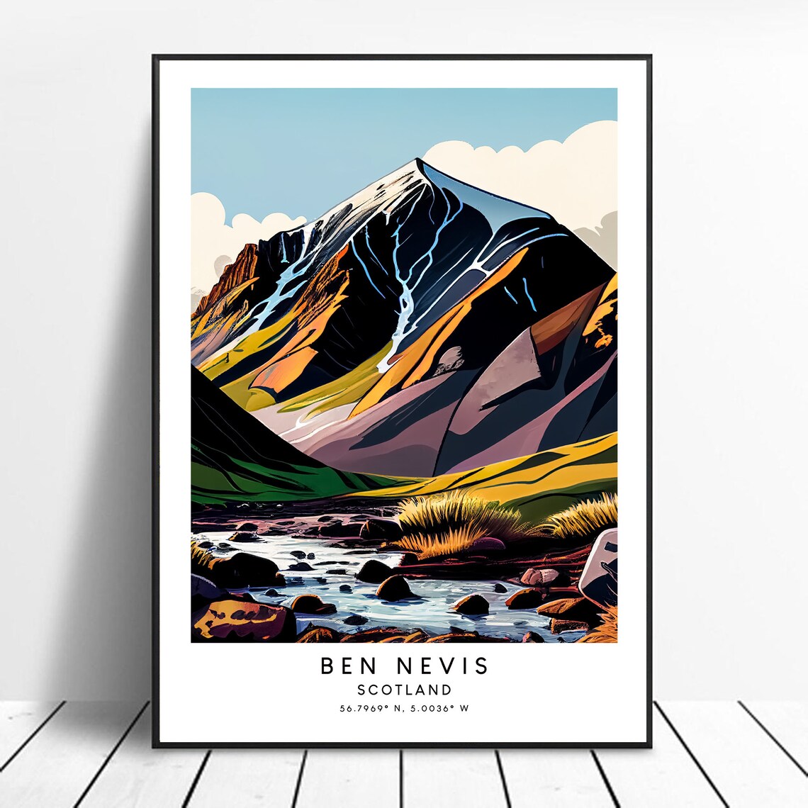 Ben Nevis Minimalist Scotland Art Print, Travel Poster