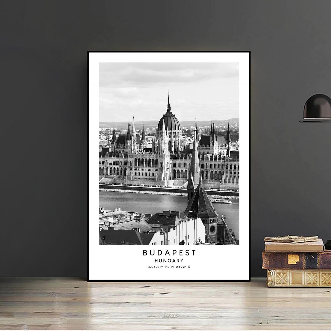 Budapest Travel Poster, Minimalist Black and White - Image 2