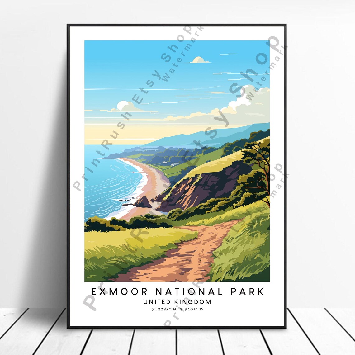Exmoor National Park Coastal Cliff Path United Kingdom Poster