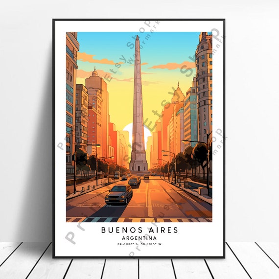 Buenos Aires Travel Print Colourful Poster Minimalist Wall Art