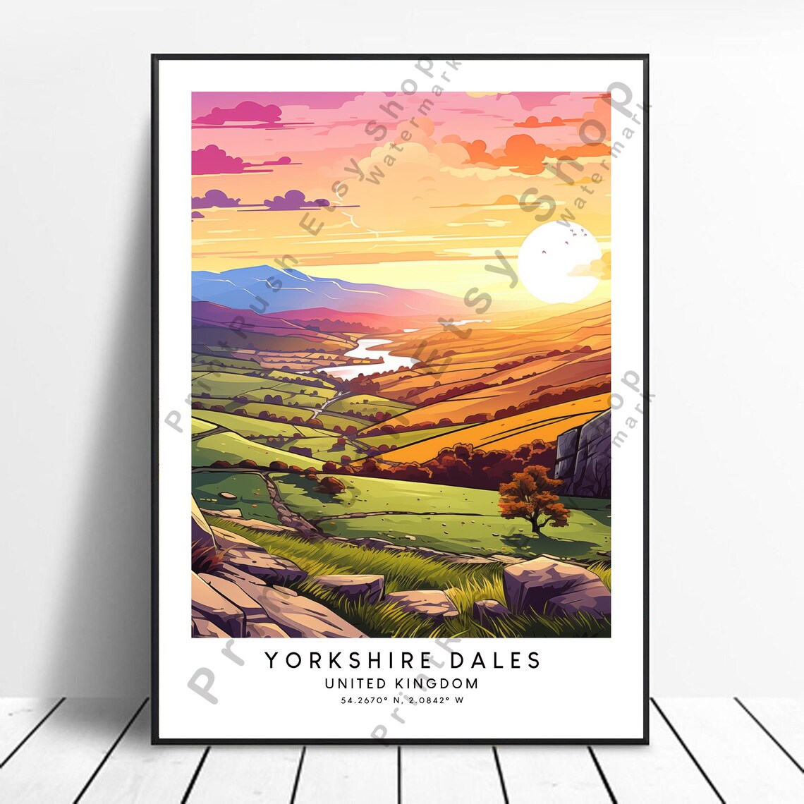 Yorkshire Dales Colorful Art Print, Poster