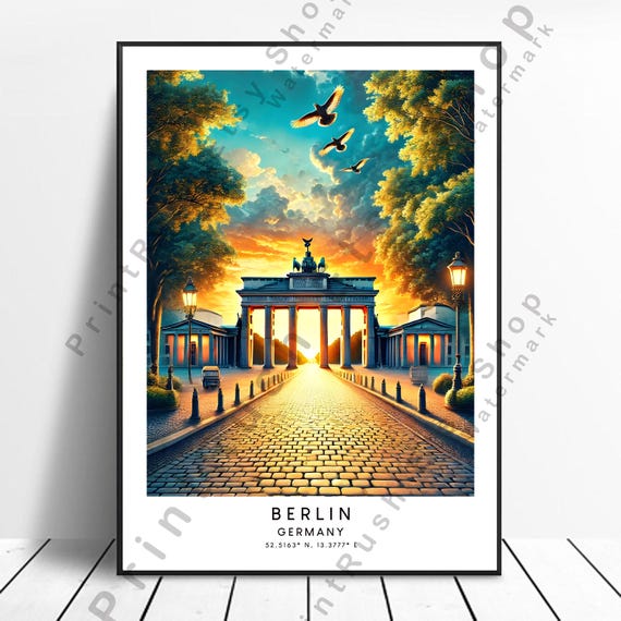 Berlin Germany Wall Art Poster Print Artwork German Travel Illustration For Home Or Office Dcor Gift
