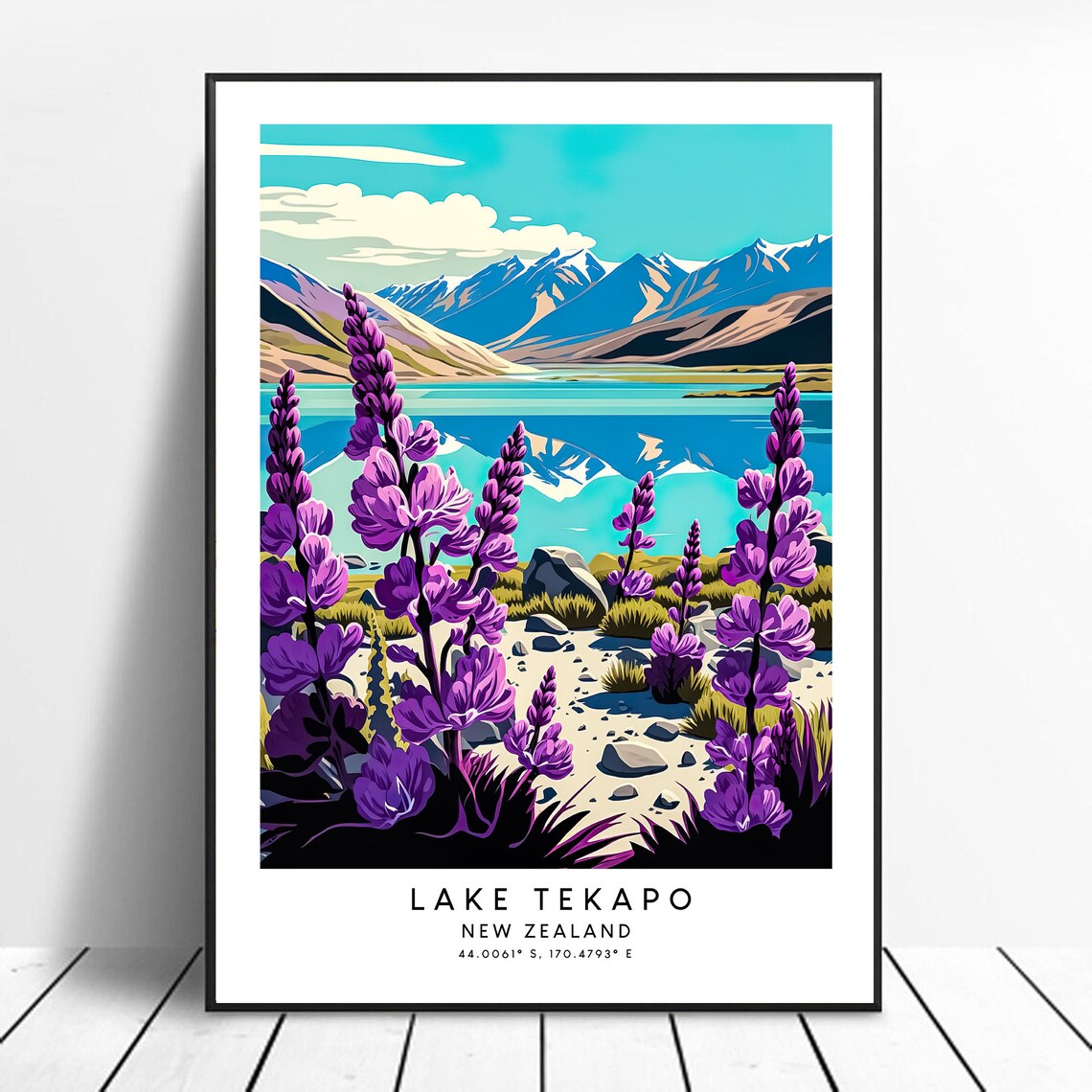 Lake Tekapo Travel Poster, Place-Inspired Wall Art