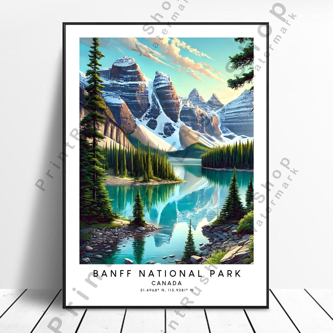 Banff National Park Mountain Lake Wall Art Print