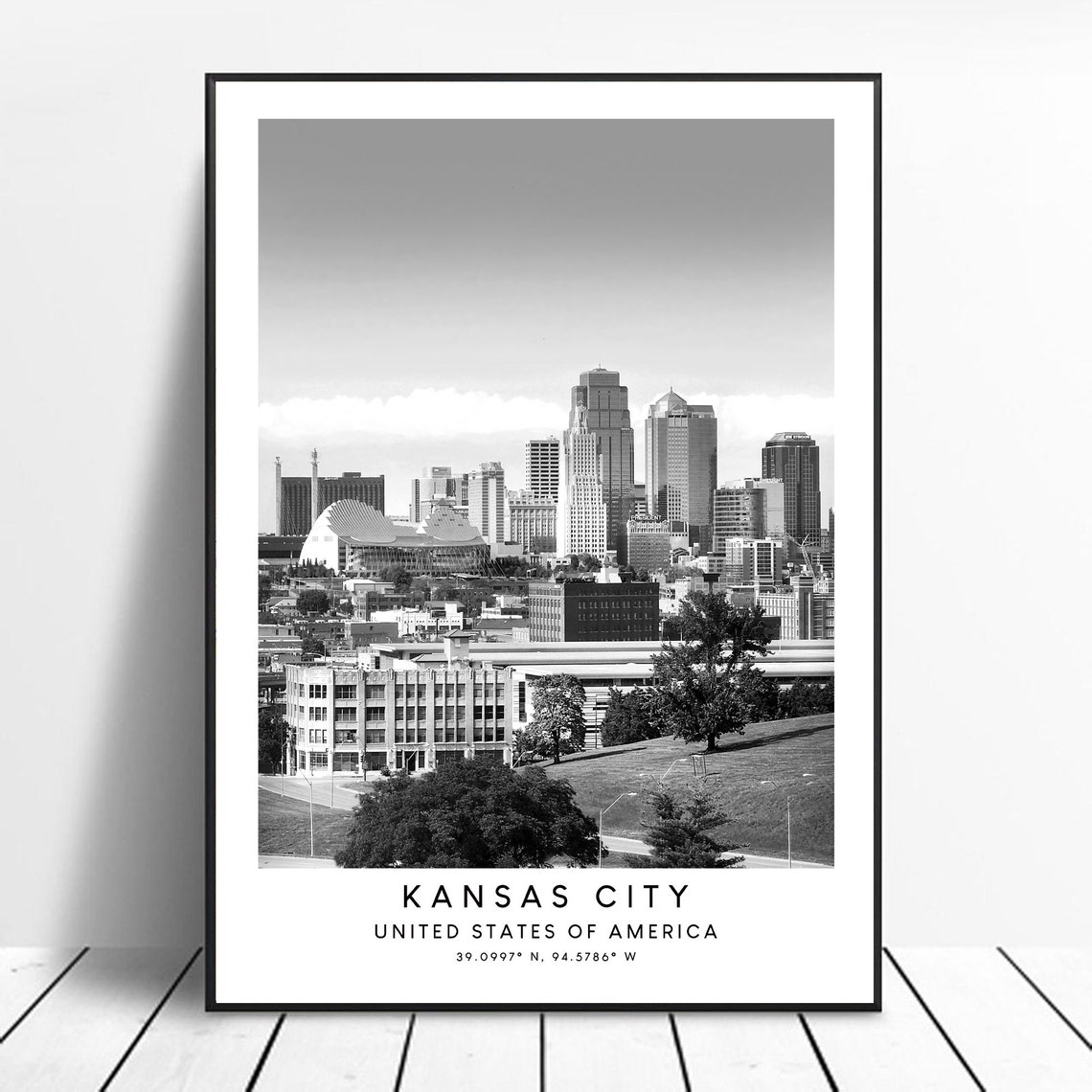 Kansas City Print Black And White Kansas City Travel Poster Kansas City Wall Print Oman Wall Art Minimalist Kansas City Art Work Gift Print