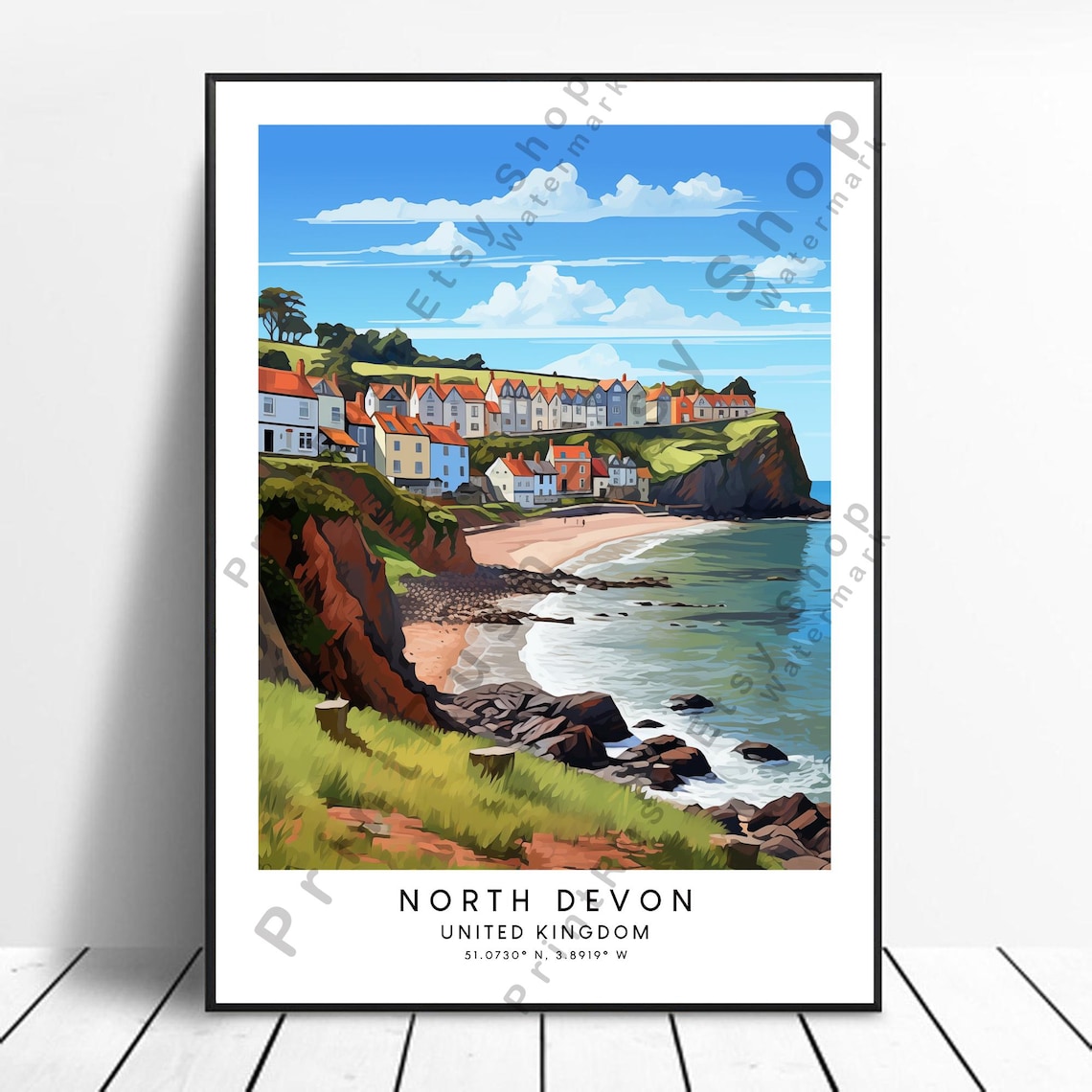 North Devon United Kingdom Clifftop Village Coastal Cove Poster