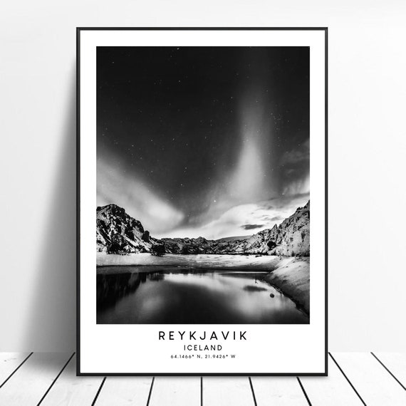 Reykjavik Iceland Black and White Travel Poster