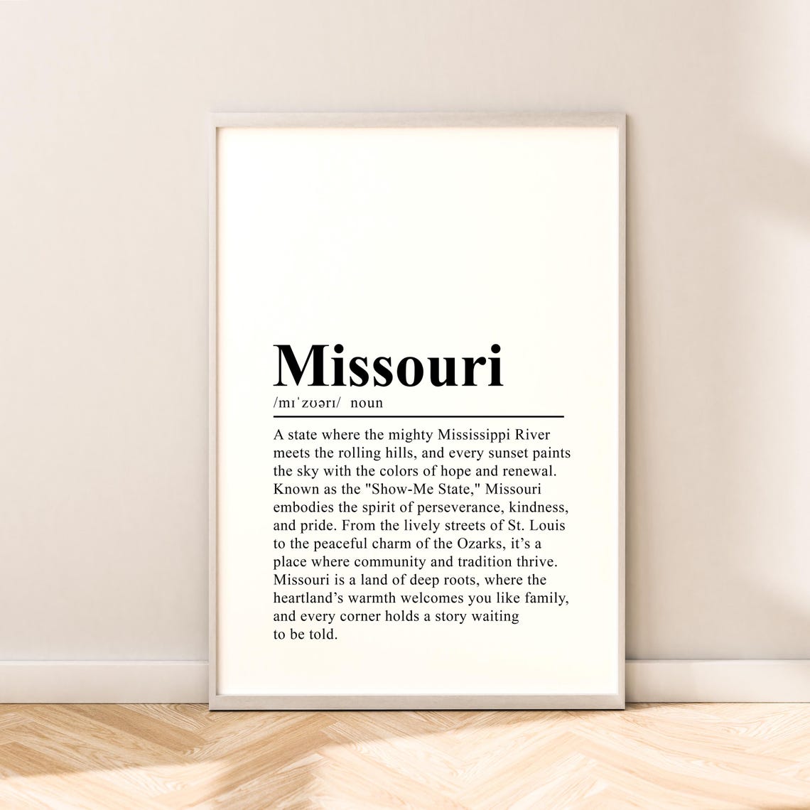 Missouri Travel Print Missouri Poster Definition Print Missouri Wall Art Missouri Wall Print Minimalist Missouri Wall Quote Home Dcor Gift