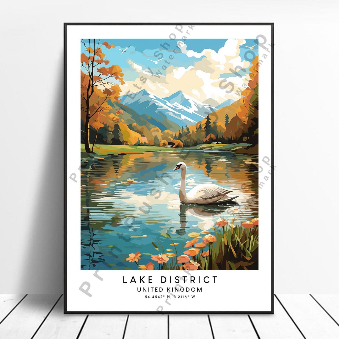 Lake District Print Wall Hanging Poster Minimalist Art Home Dcor Colourful