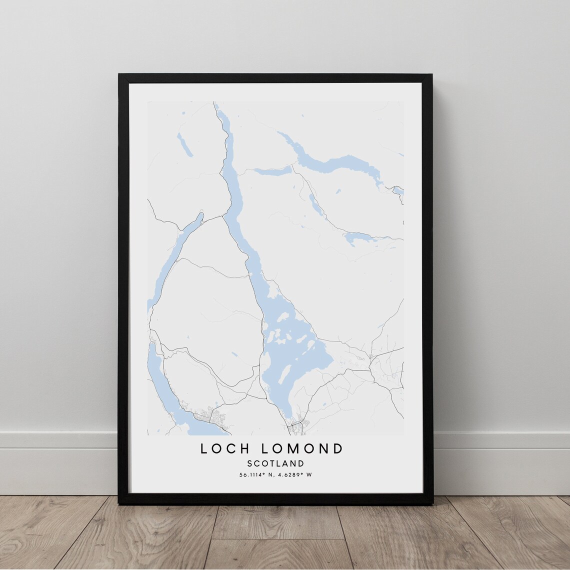 Loch Lomond Lake Map Minimalist Print Wall Art Travel Poster Gift