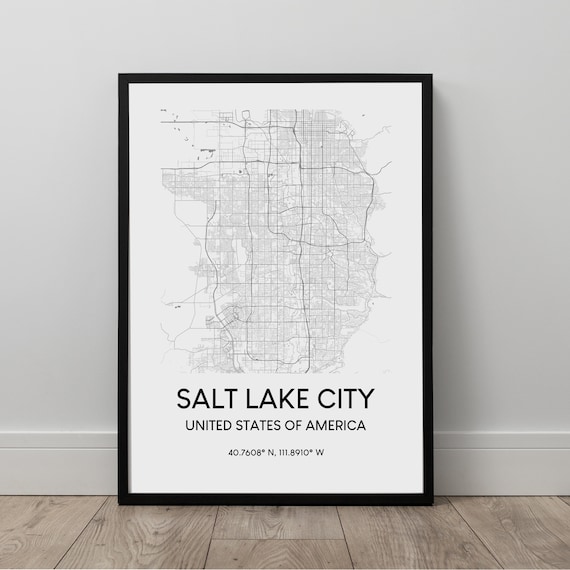 Salt Lake City Map Print Poster Utah Wall Art Dcor Travel Gift