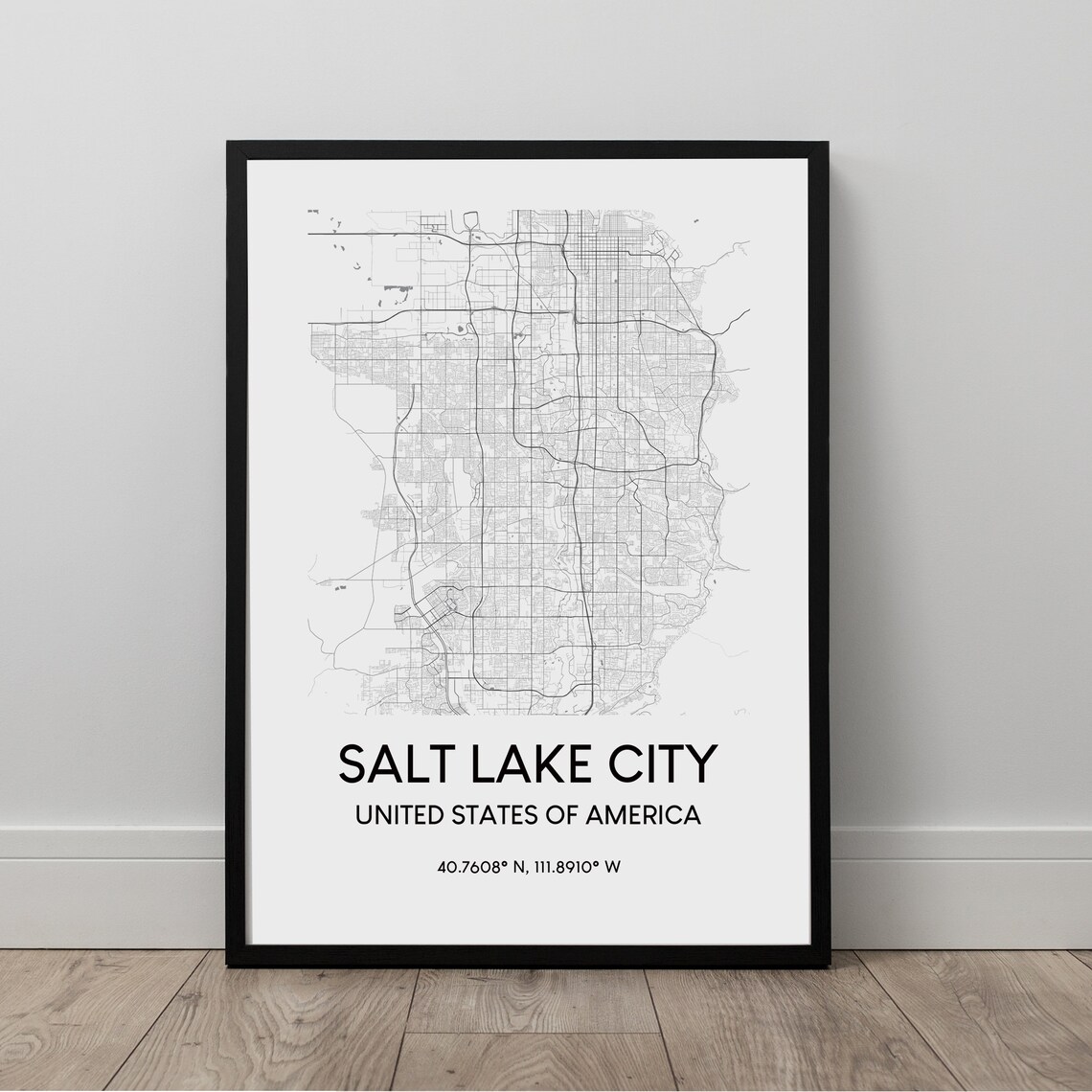 Salt Lake City Map Print Poster Utah Wall Art Dcor Travel Gift