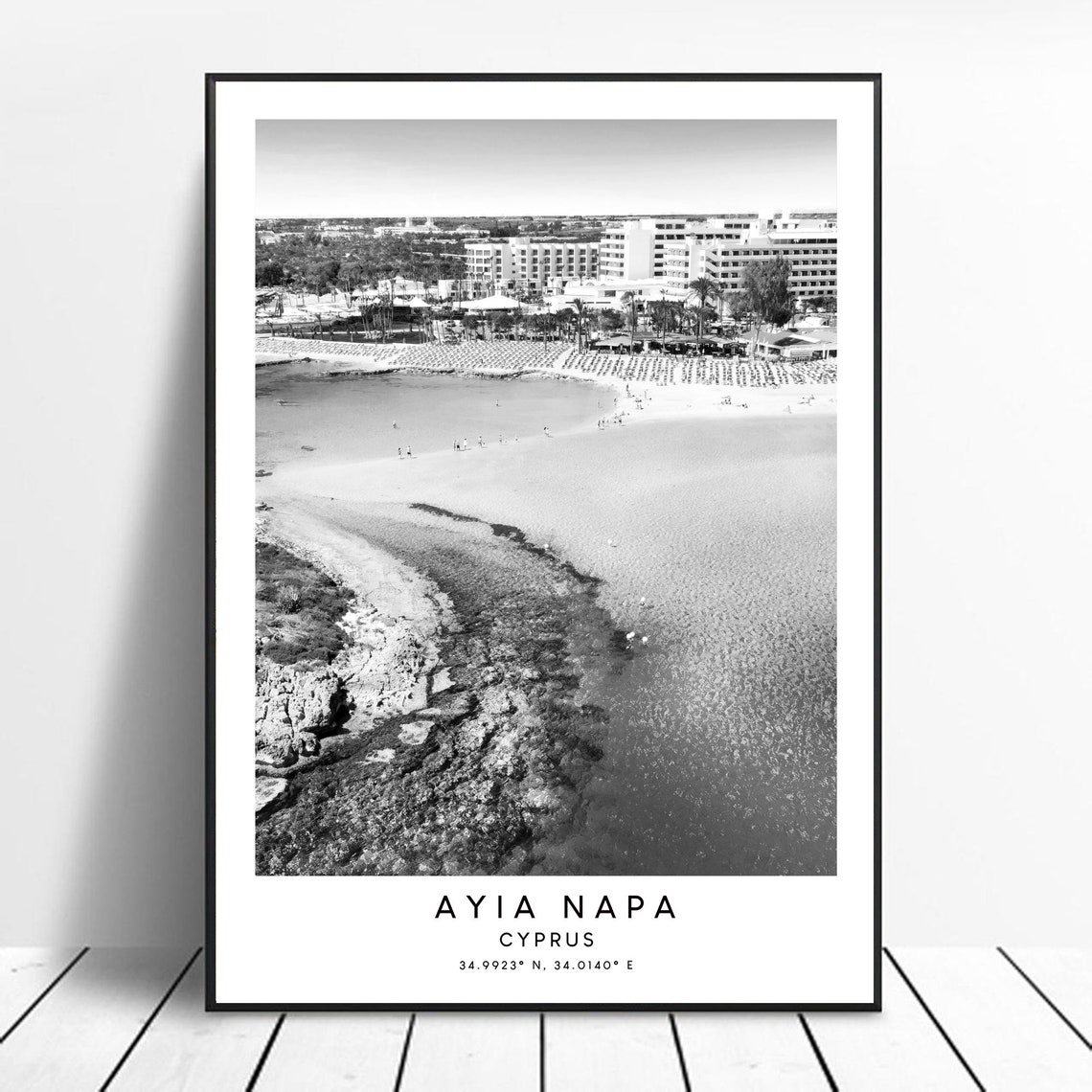 Ayia Napa Travel Print Black And White Ayia Napa Poster Ayia Napa Wall Print Minimalist Ayia Napa Cyprus Wall Art Ayia Napa Gift Print