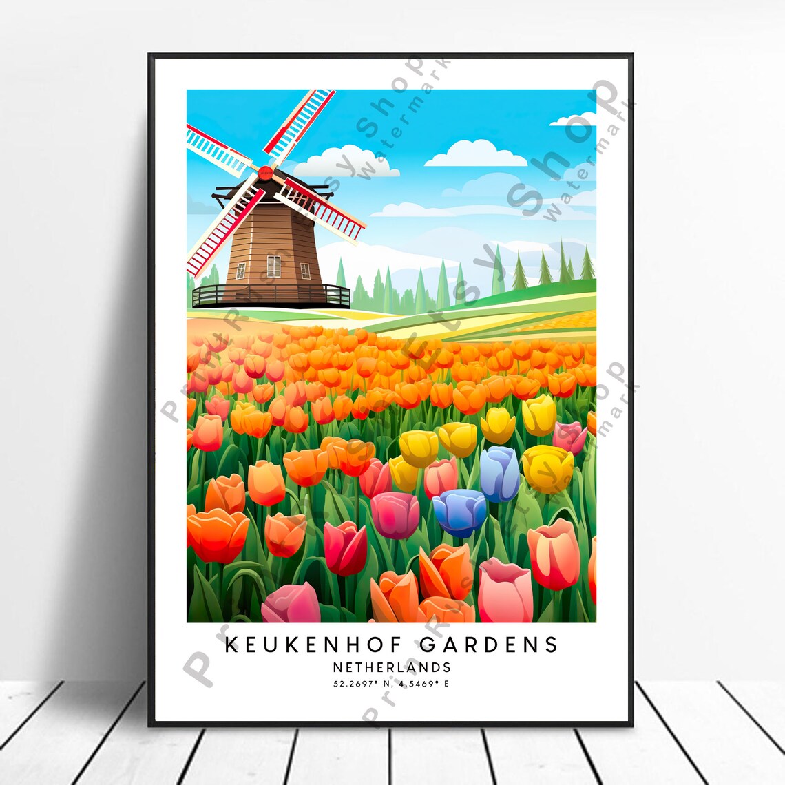 Keukenhof Travel Poster, Netherlands Home Decor