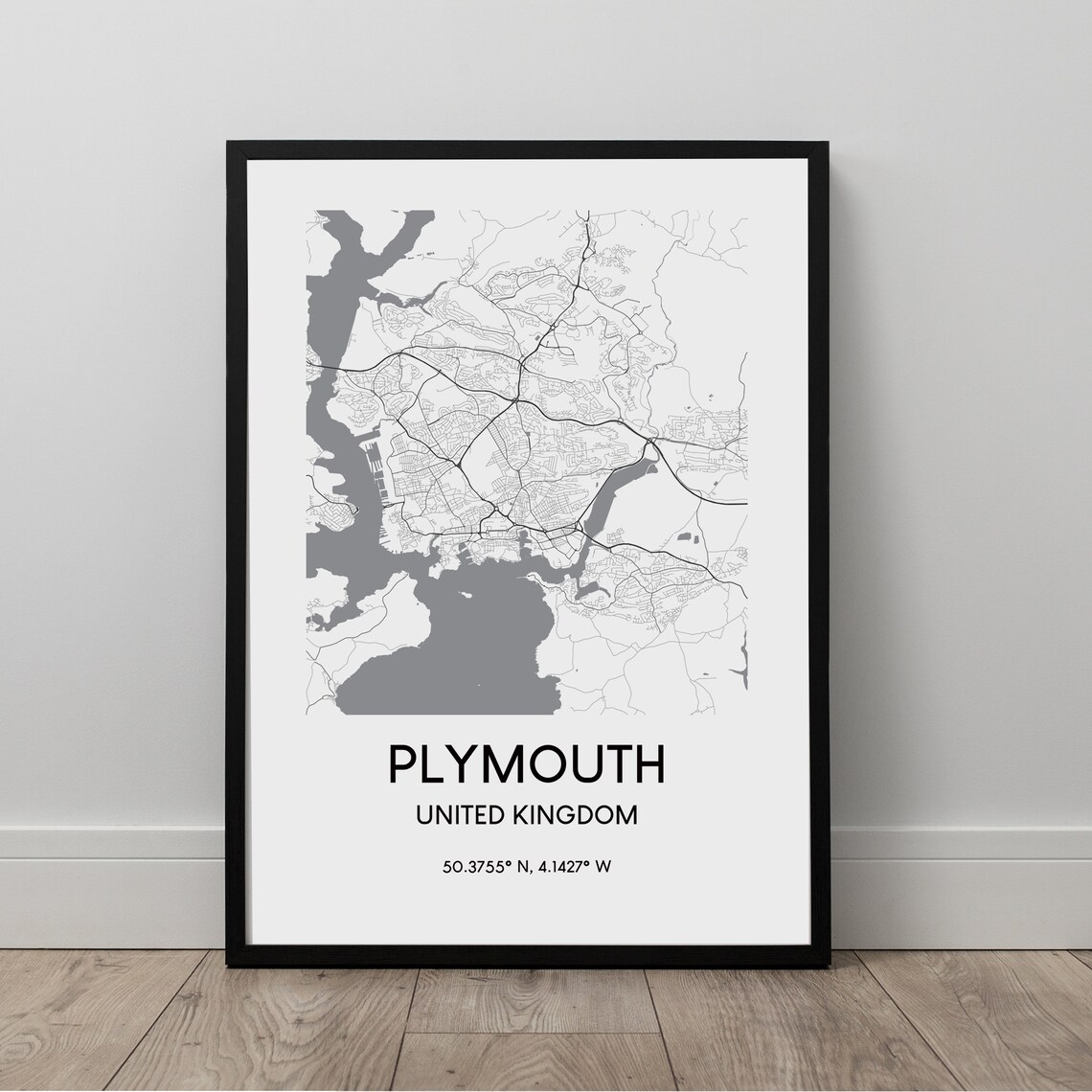 Plymouth United Kingdom Minimalist City Map Poster With Coordinates