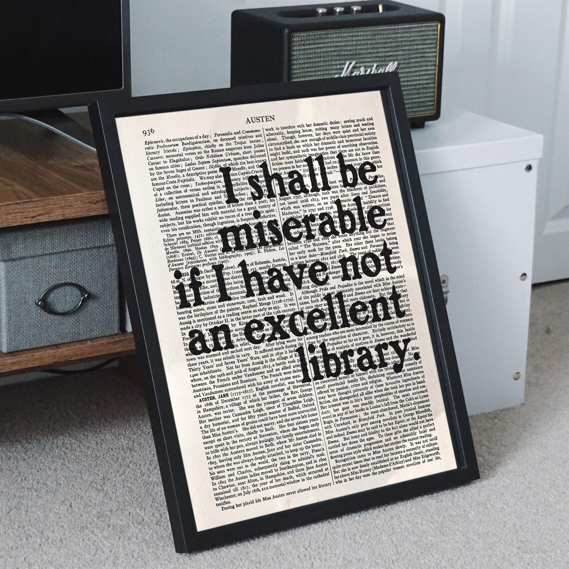 Jane Austen Pride And Prejudice Excellent Library Quote Dictionary Poster - Image 4