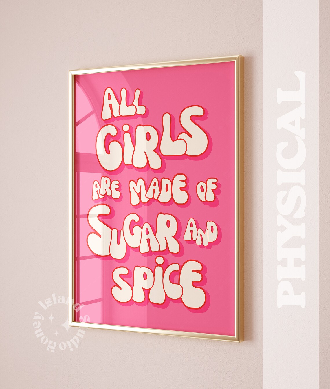 All Girls Are Made Of Sugar And Spice Pink Retro Quote Poster