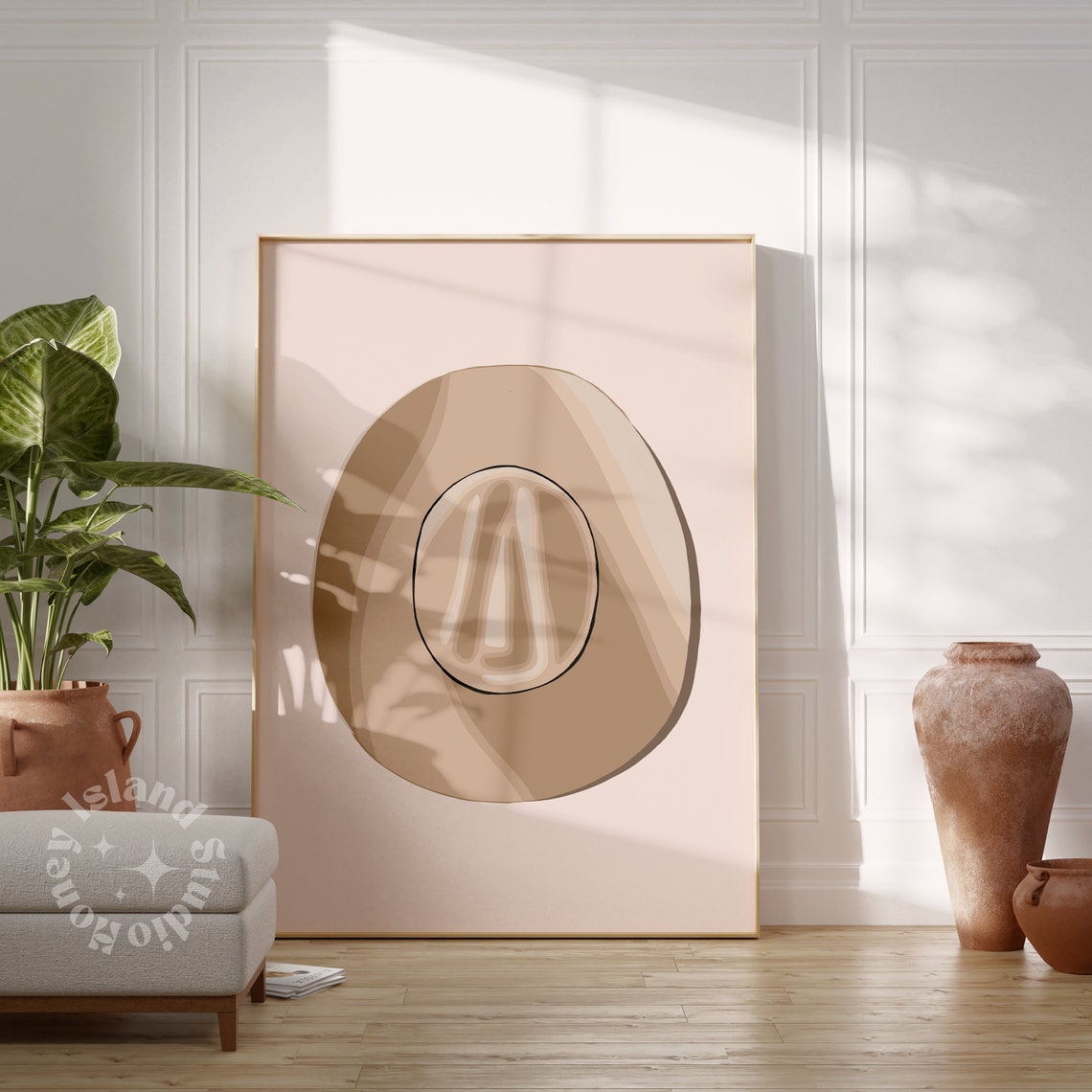 Beige Cowboy Hat Minimalist Western Wall Decor Artwork Poster