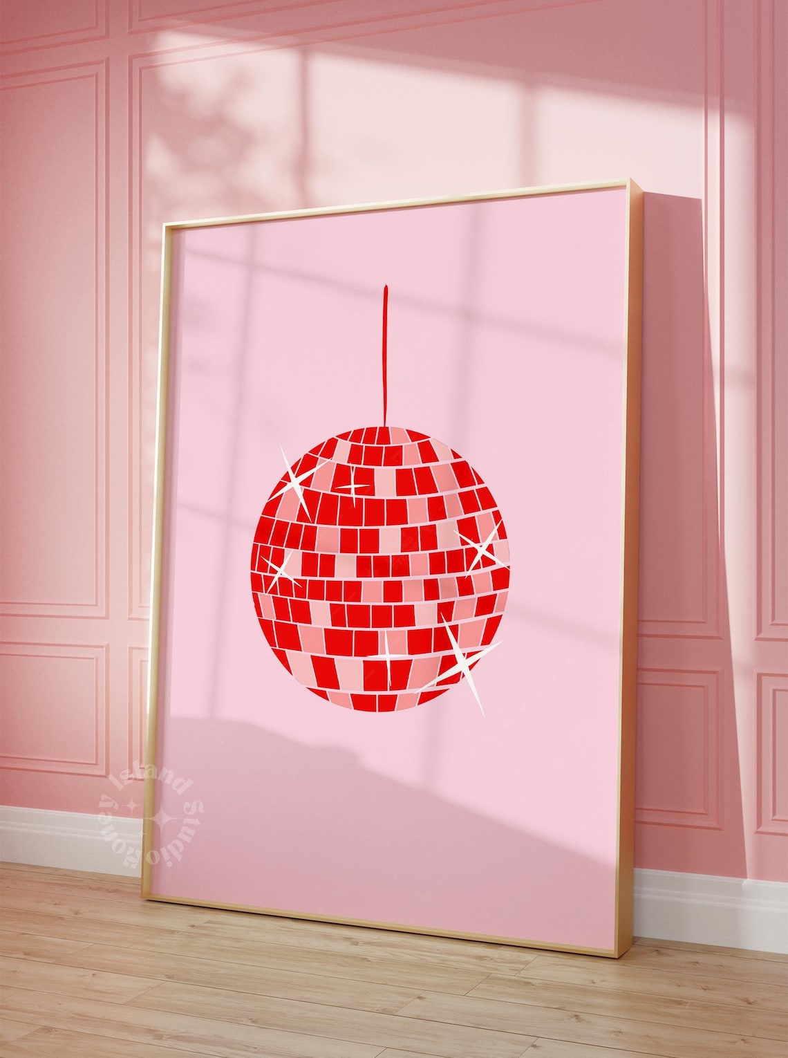 Disco Ball Pink Retro Home Decor Art Print