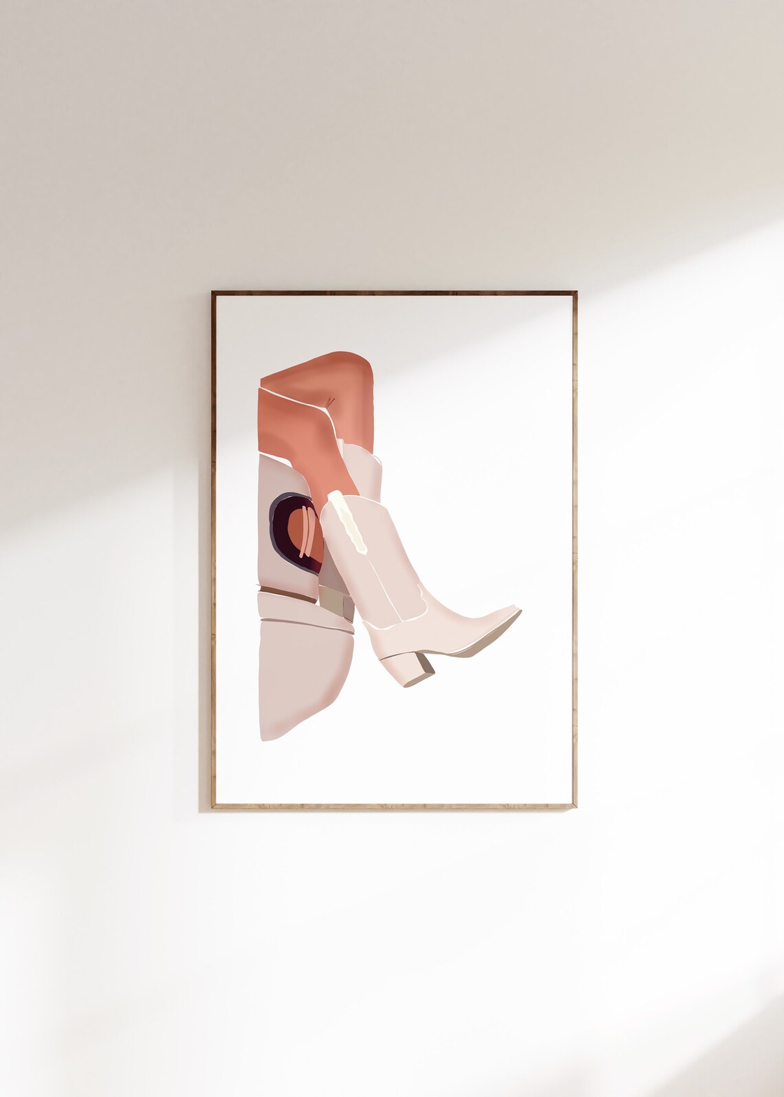 Cowgirl Western Boots Art Print, Boho Preppy Decor