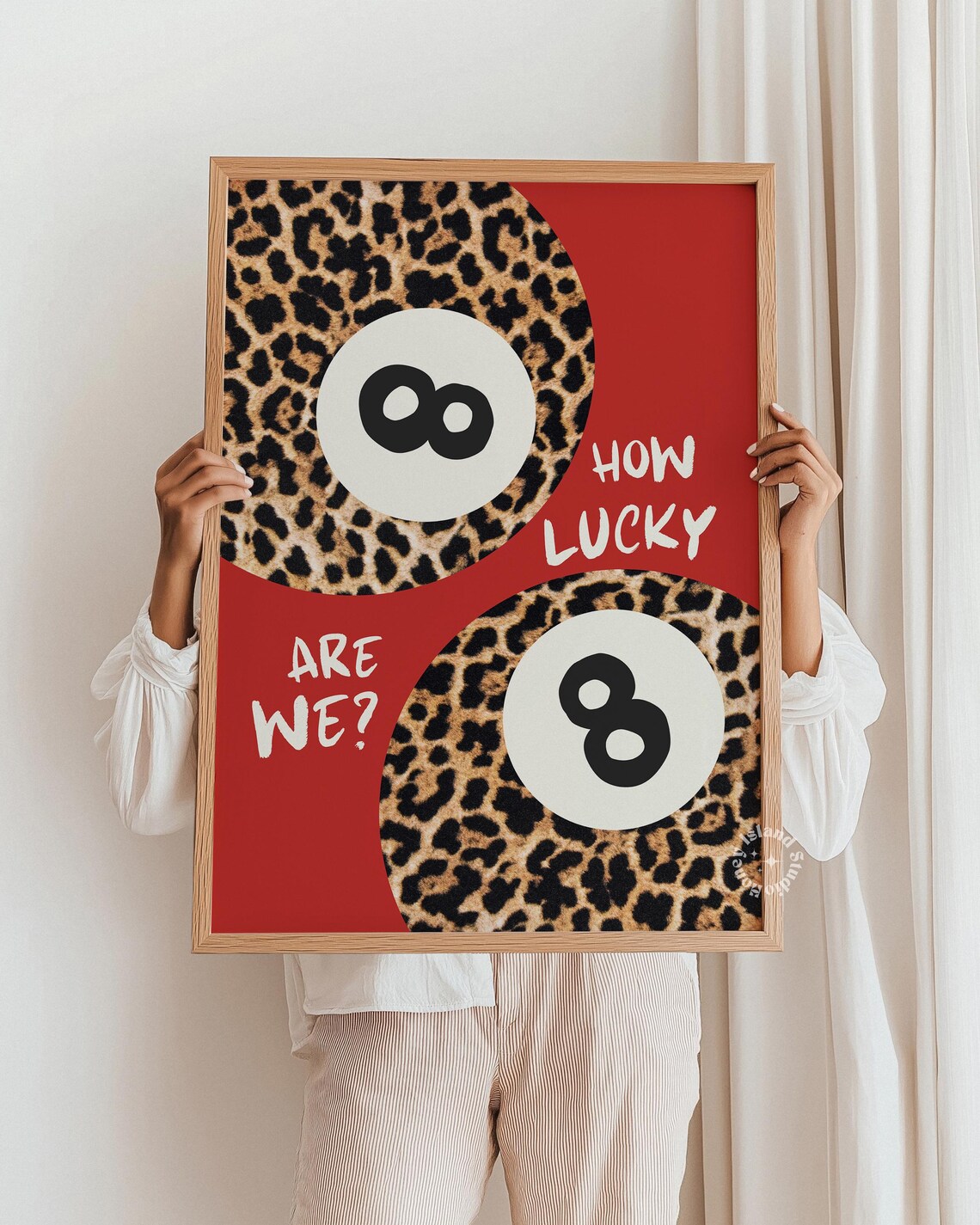 How Lucky Are We 8 Ball Retro Wall Art Print