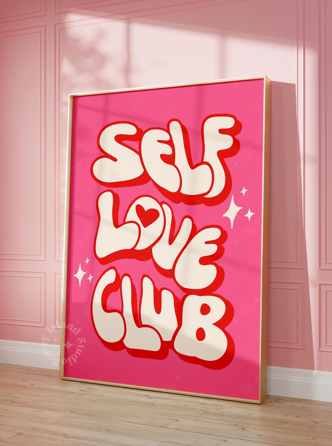 Self Love Club Groovy Pink Quote Girly Positive Dorm Room Poster