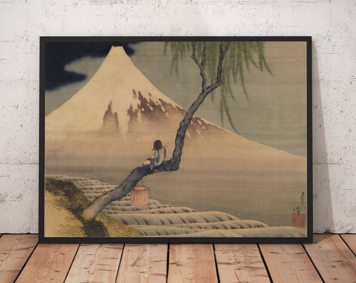 Katsushika Hokusai Mount Fuji and Fisher Boy Poster
