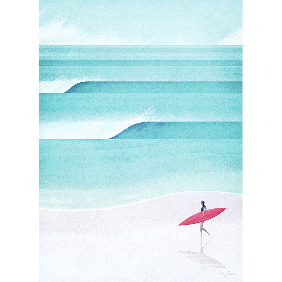 Henry Rivers Surf Girl Beach Poster - Image 2