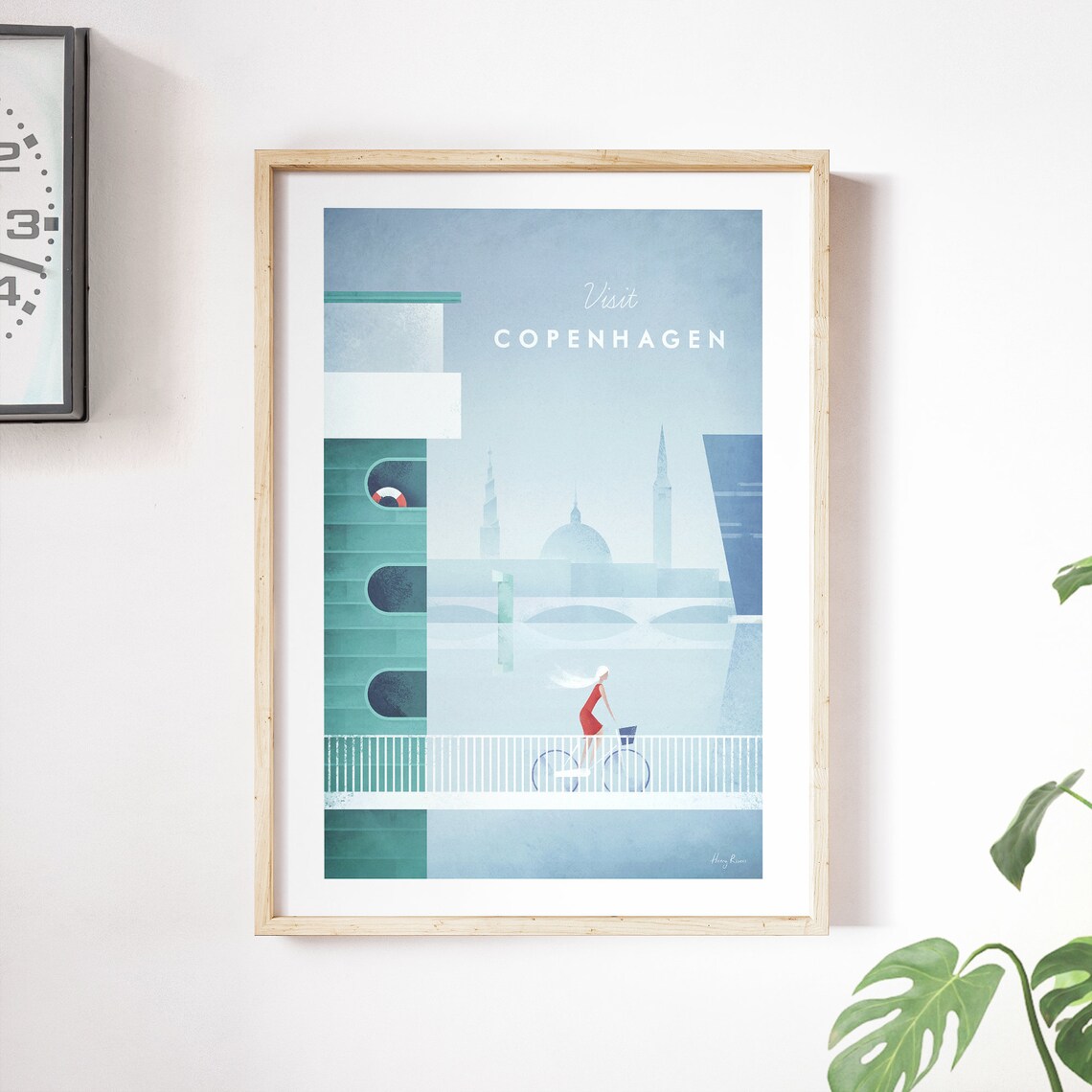 Copenhagen Vintage Travel Poster, Minimalist Art Print