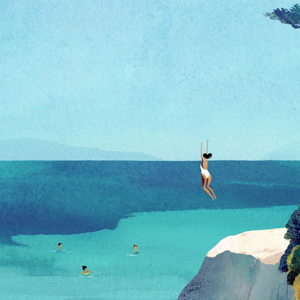 Sea Swim Leap by Henry Rivers, Seaside Art Print - Image 2