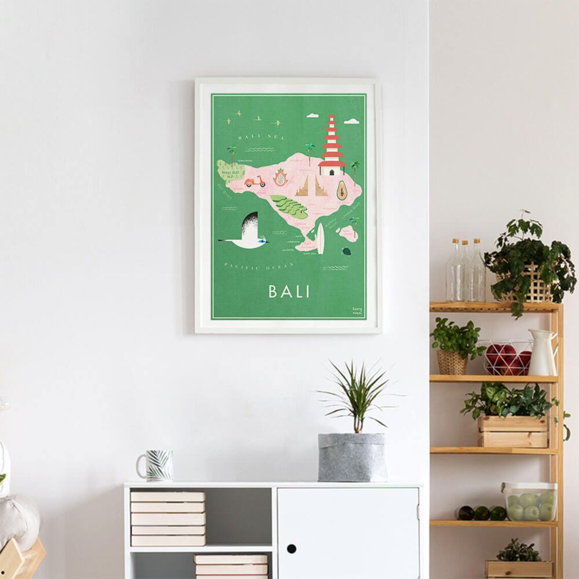 Bali Illustrated Map Art Print, Henry Rivers - Image 3