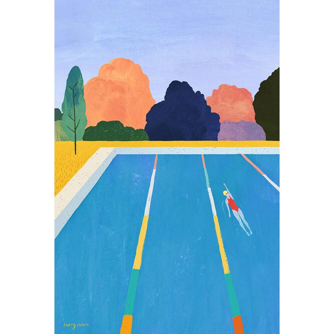 Lido Swimming by Henry Rivers, Wall Art Print - Image 3