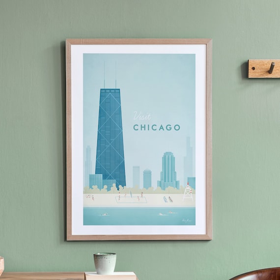 Chicago Vintage Retro Travel Poster Print