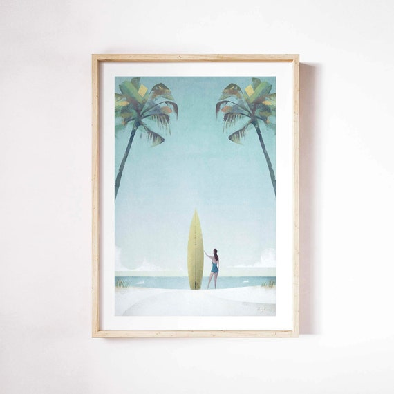 Surf Girl By Henry Rivers, Beach Wall Art Print
