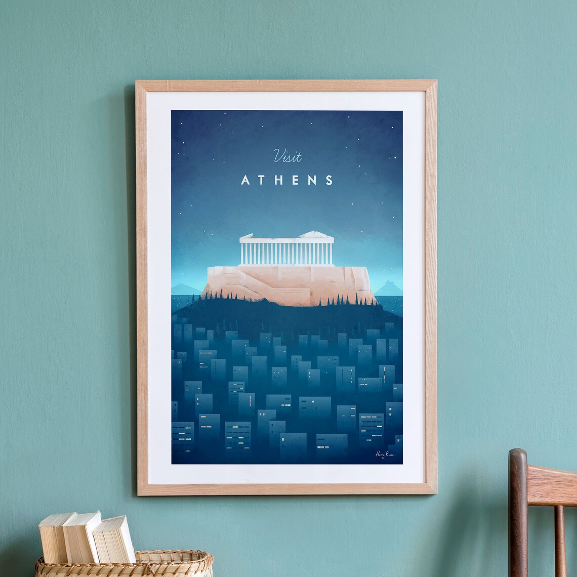 Athens Travel Poster, Minimalist Vintage Retro Style