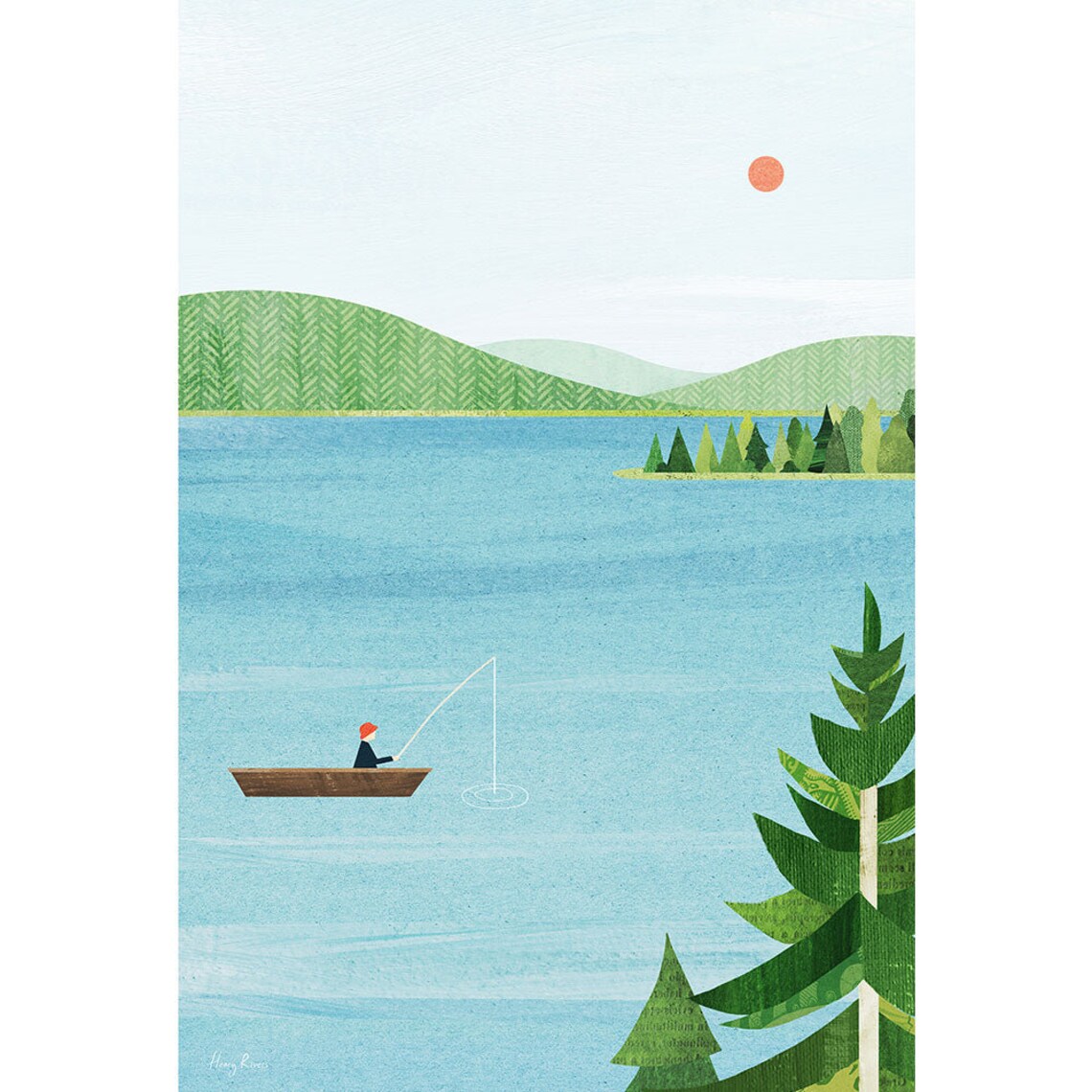Lake Print by Henry Rivers, Lake Fishing Art Poster - Image 3