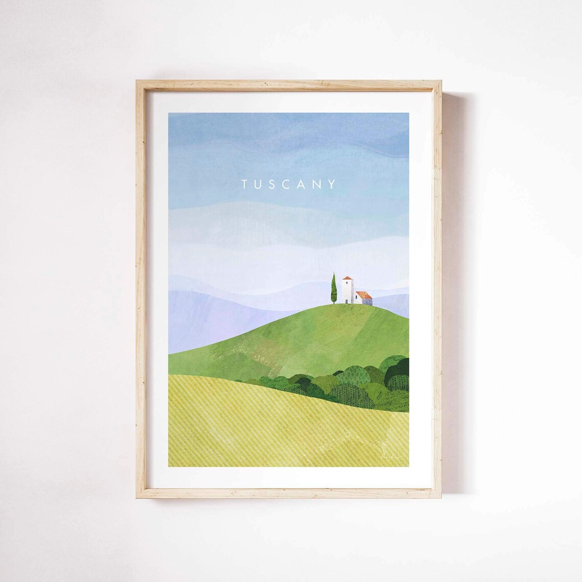 Tuscany Travel Poster, Minimalist Vintage Retro