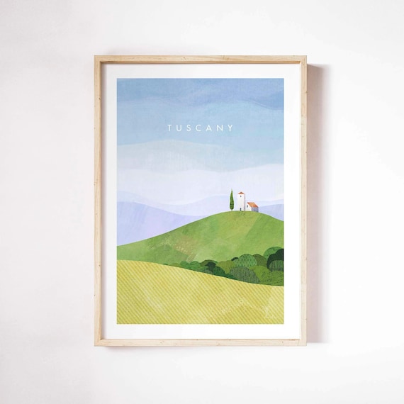 Tuscany Travel Poster, Minimalist Vintage Retro