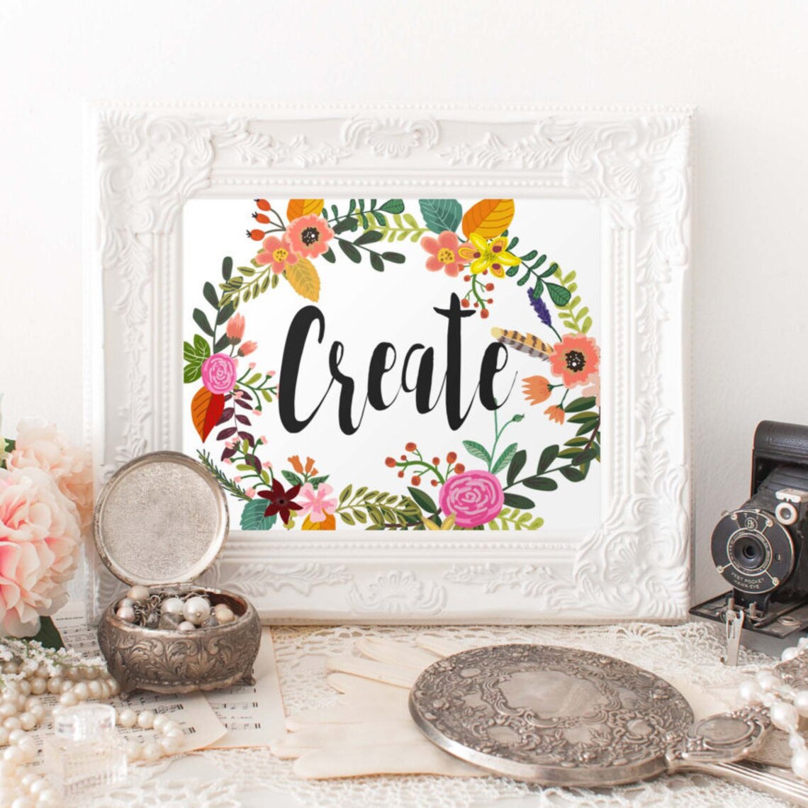 Floral Creative Quote Art Print, Creative Office Decor