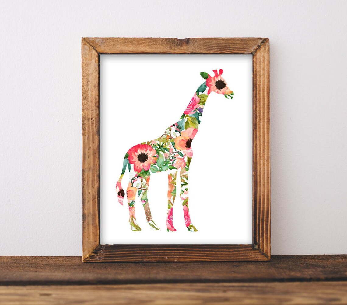 Nursery Art Giraffe Wall Baby Girl Decor Jungle Animals Print Gallery