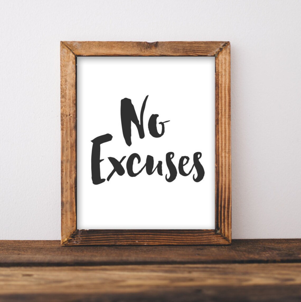 No Excuses Fitness Quote Art Print, Home Gym Decor
