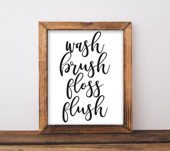 Bathroom Decor Wash Brush Floss Flush Art Print