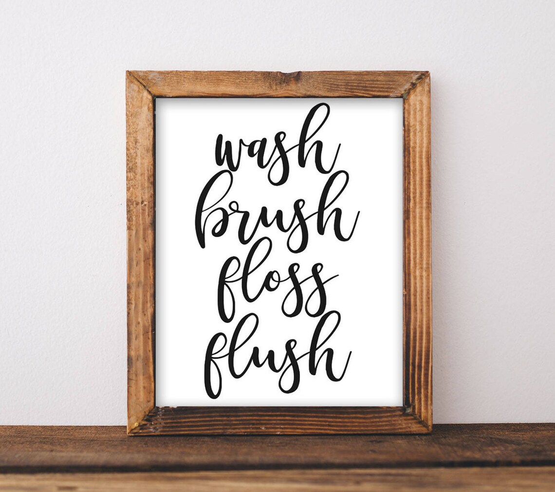 Bathroom Decor Wash Brush Floss Flush Art Print