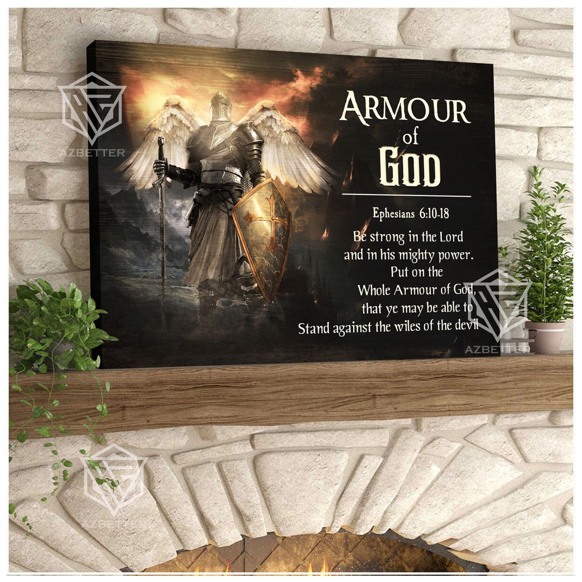 Armour of God Ephesians 6 Winged Warrior Knight Scripture Poster - Image 3